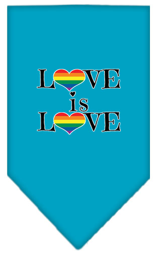 Love is Love Screen Print Bandana Turquoise Small